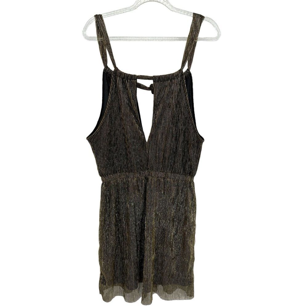 H&M Gold Black Glitter Sparkly Foil Tie Neck A Line Party Shimmer Dress 10
